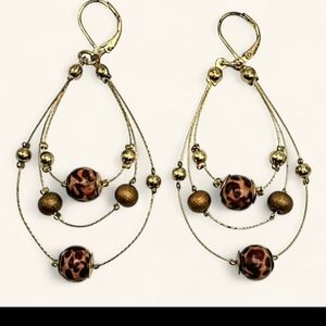 Elegant Gold and Brown Beaded Earrings